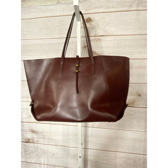 ZAC Zac Posen Eartha Folded-Guss et Tote - Maroon Large Tote Handbag - Picture 3 of 8